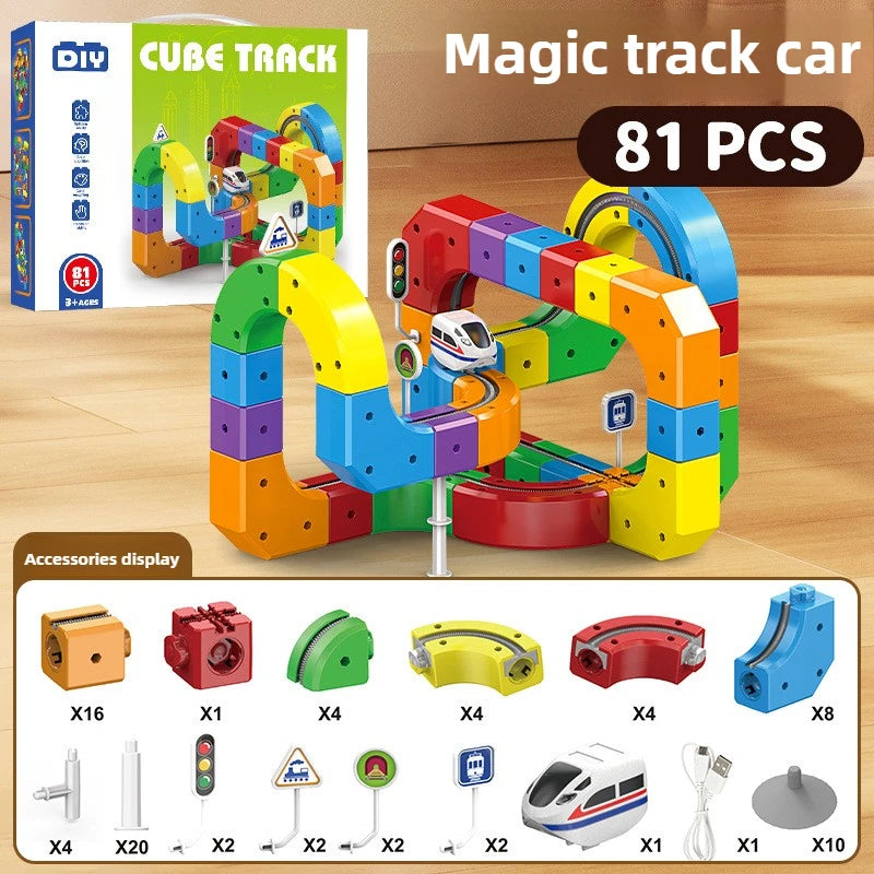 Magic Track Train Building Blocks – Magnetic Rail Maze Toy for Kids