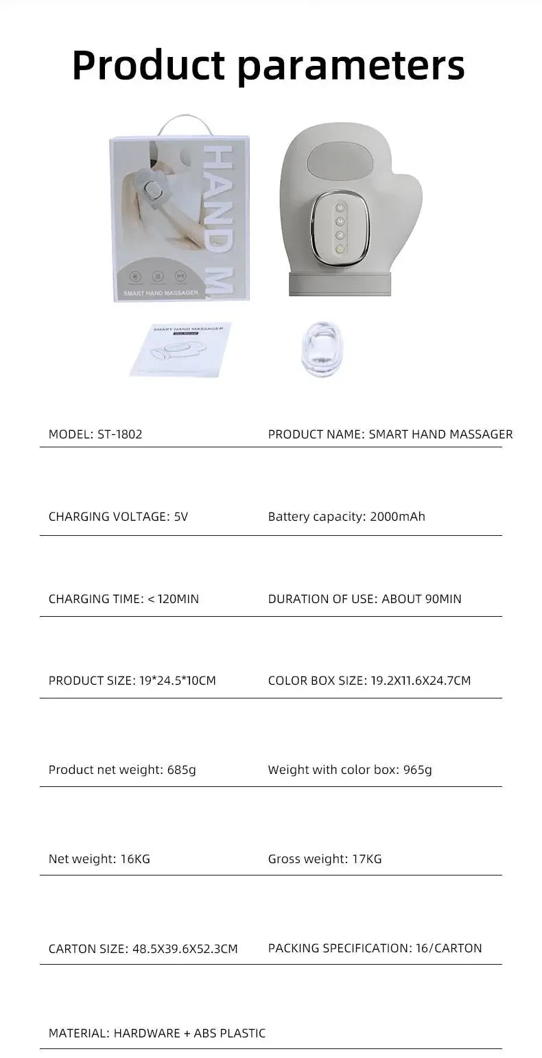 Air-Compression Hand Massager Glove – Full Palm, Finger & Wrist Relief