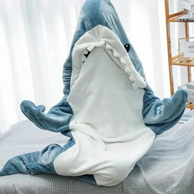 Cozy Shark Hoodie Blanket – Soft Wearable Flannel Blanket for Women & Men