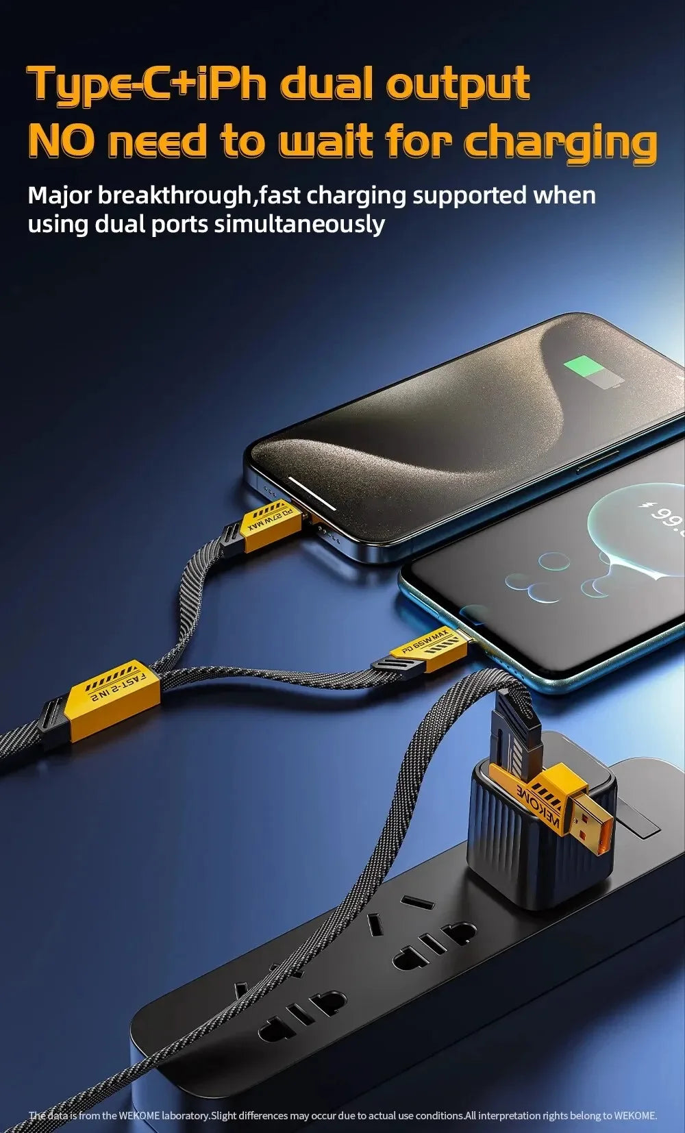 4-in-1 Fast Charging Cable | 65W Smart Power Cord (Type-C, USB, Lightning)