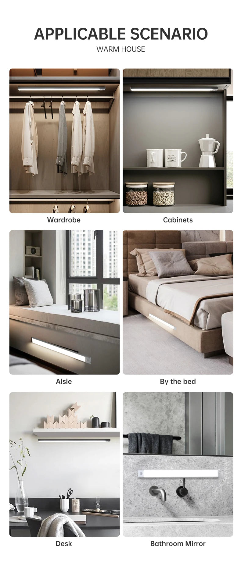 Wireless USB Rechargeable Motion-Sensor LED Light Bar for Home