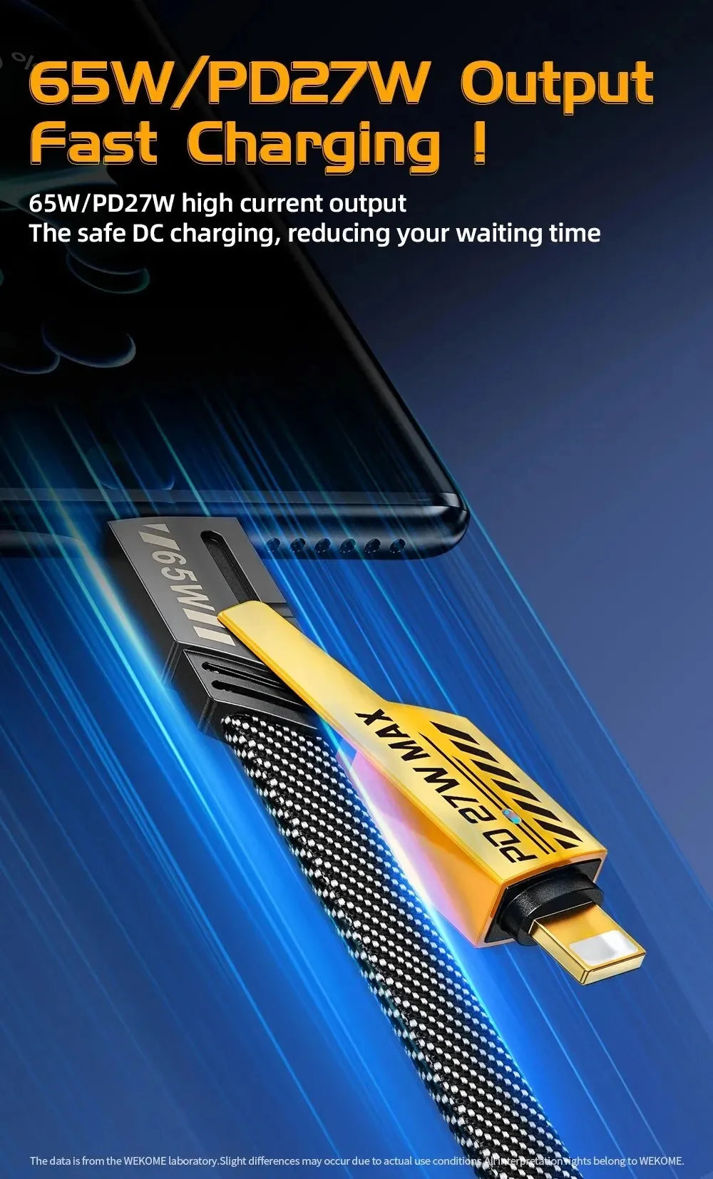 4-in-1 Fast Charging Cable | 65W Smart Power Cord (Type-C, USB, Lightning)