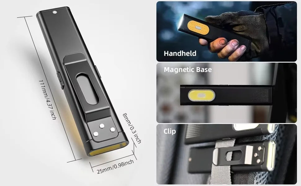 USB-C Rechargeable LED Keychain Flashlight – 600 LM Mini Magnetic Work Light
