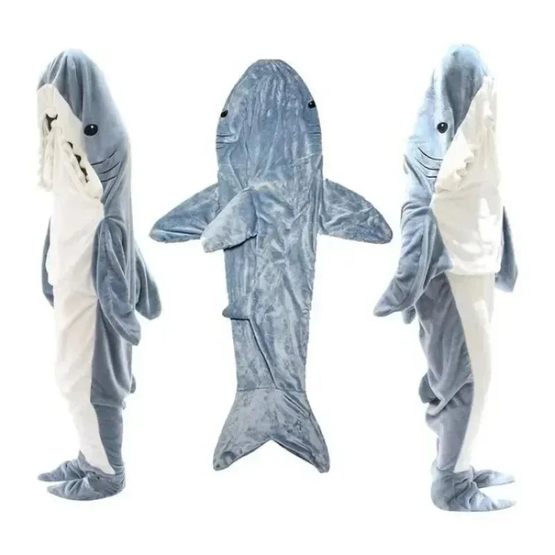 Cozy Shark Hoodie Blanket – Soft Wearable Flannel Blanket for Women & Men