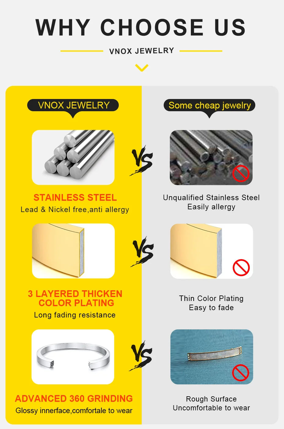 Vnox Heart Birthstone Necklace – “I Love You” Pendant for Women