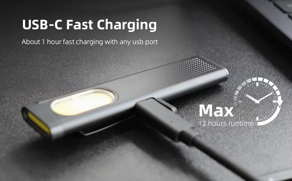 USB-C Rechargeable LED Keychain Flashlight – 600 LM Mini Magnetic Work Light