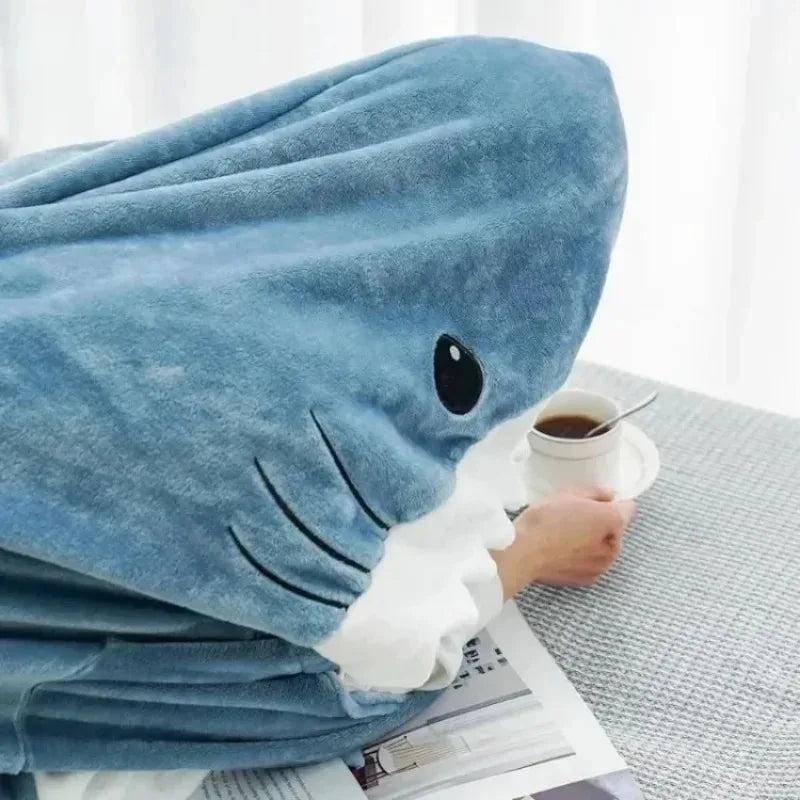 Cozy Shark Hoodie Blanket – Soft Wearable Flannel Blanket for Women & Men