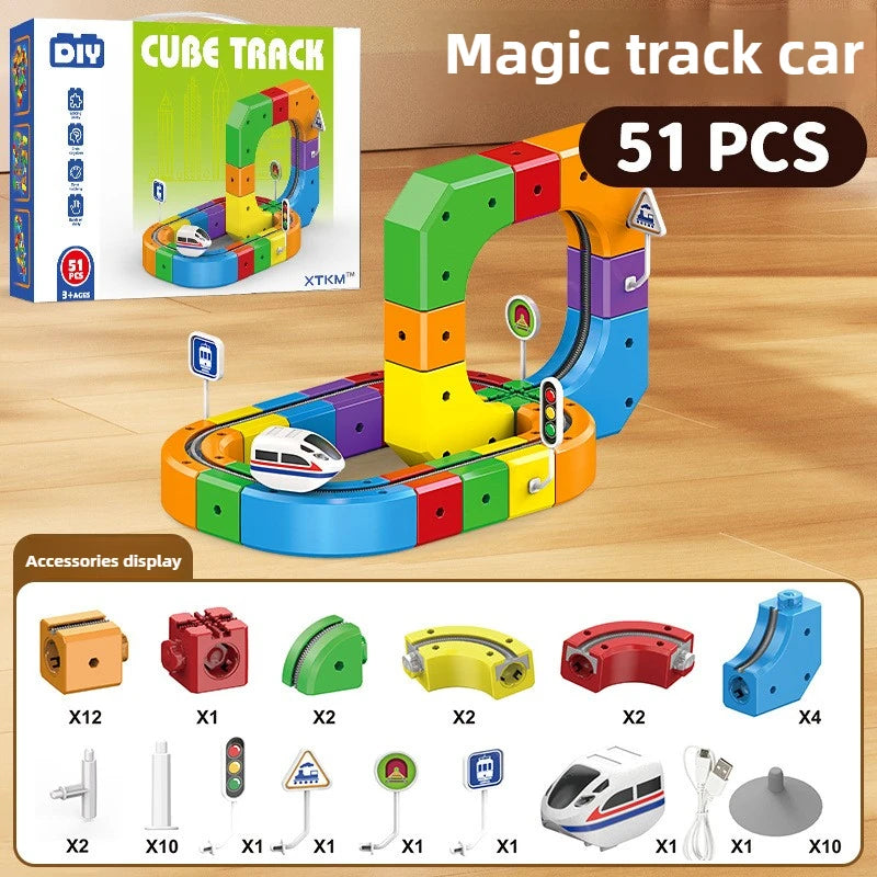 Magic Track Train Building Blocks – Magnetic Rail Maze Toy for Kids