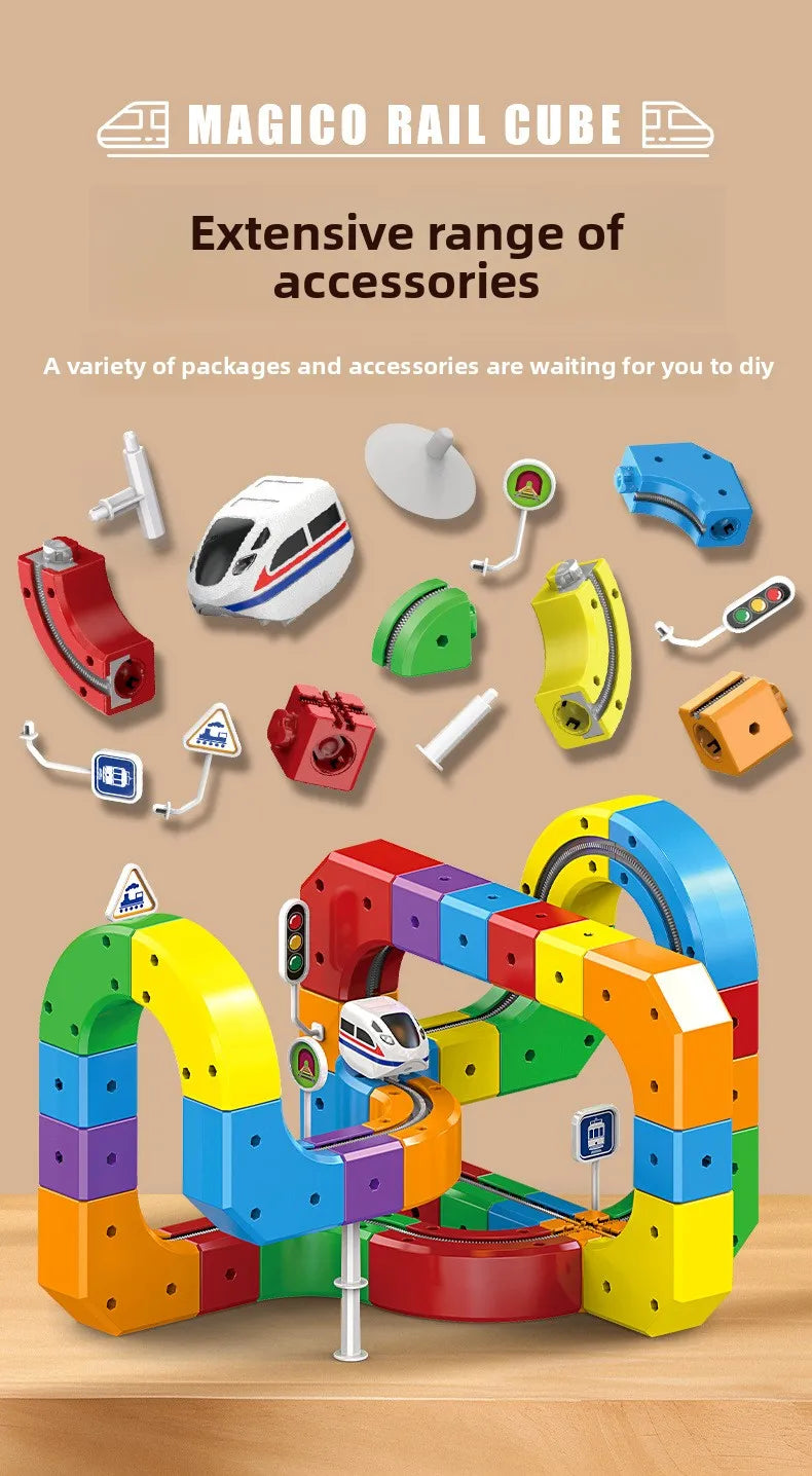 Magic Track Train Building Blocks – Magnetic Rail Maze Toy for Kids