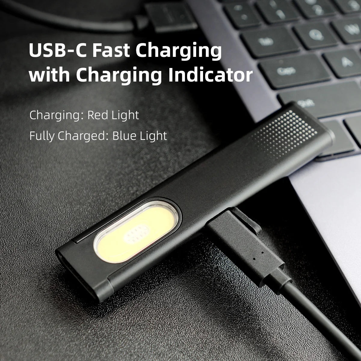 USB-C Rechargeable LED Keychain Flashlight – 600 LM Mini Magnetic Work Light