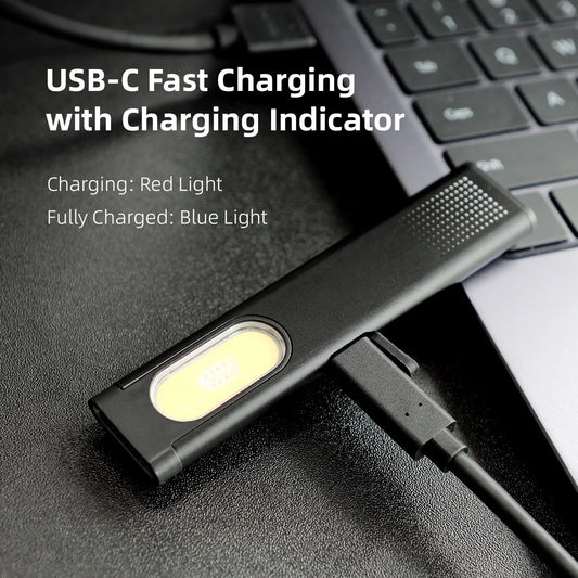 USB-C Rechargeable LED Keychain Flashlight – 600 LM Mini Magnetic Work Light