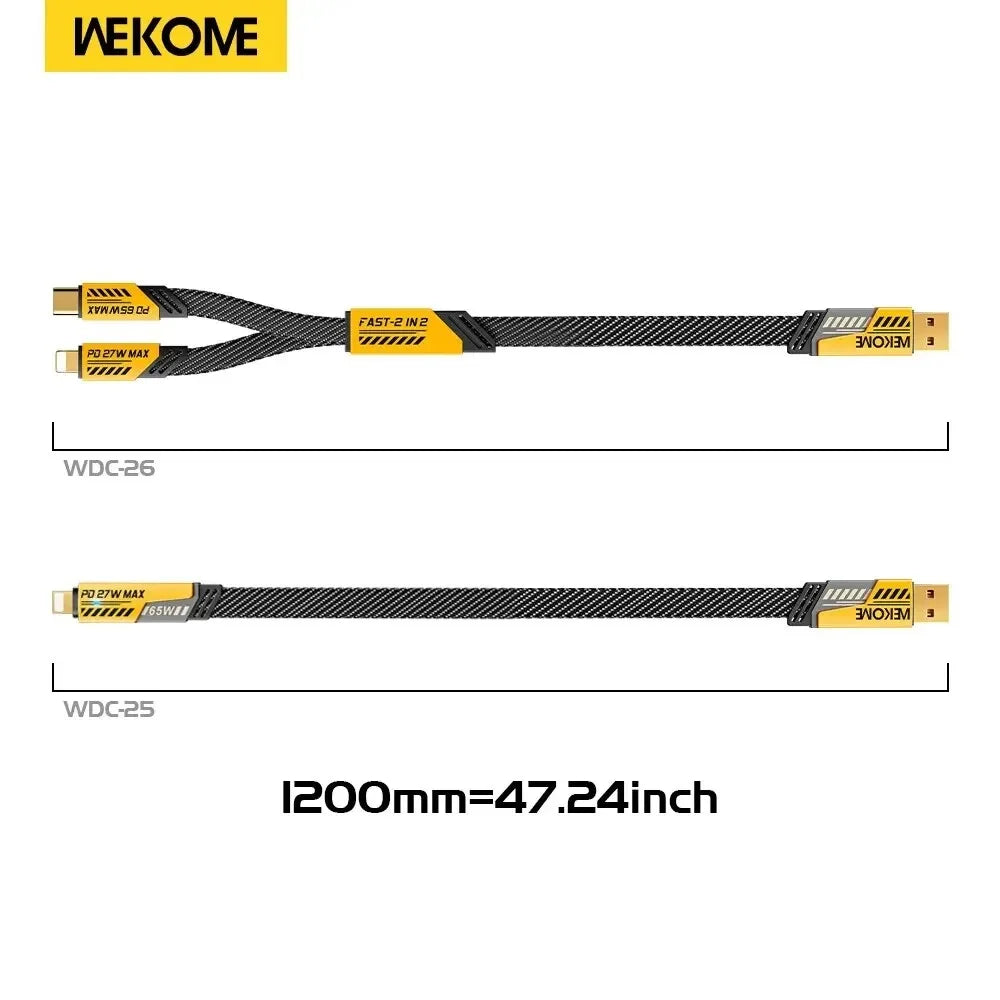 4-in-1 Fast Charging Cable | 65W Smart Power Cord (Type-C, USB, Lightning)