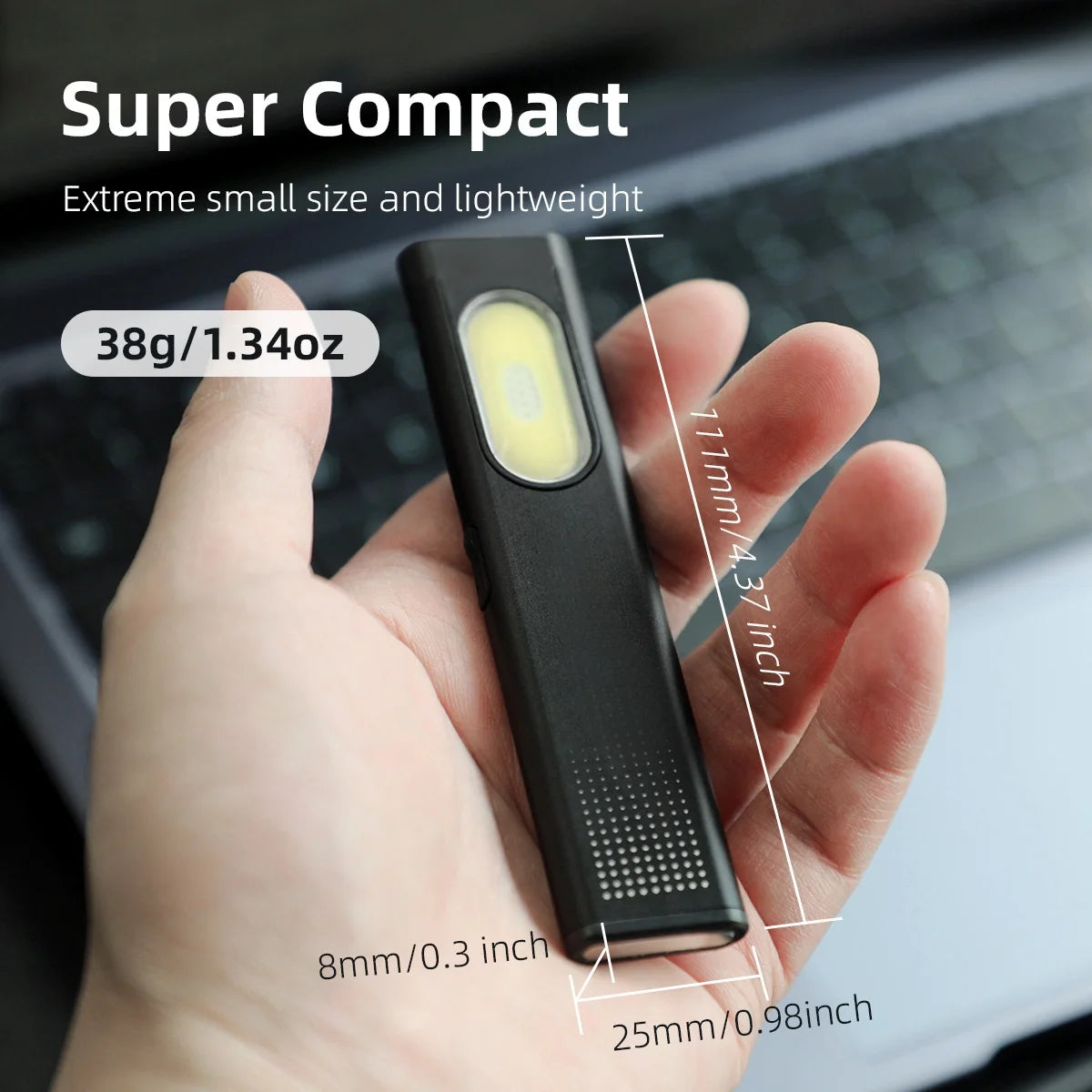 USB-C Rechargeable LED Keychain Flashlight – 600 LM Mini Magnetic Work Light