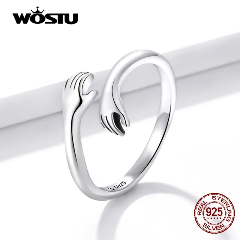 Hug Hands 925 Sterling Silver Ring – Elegant Symbolic Jewelry