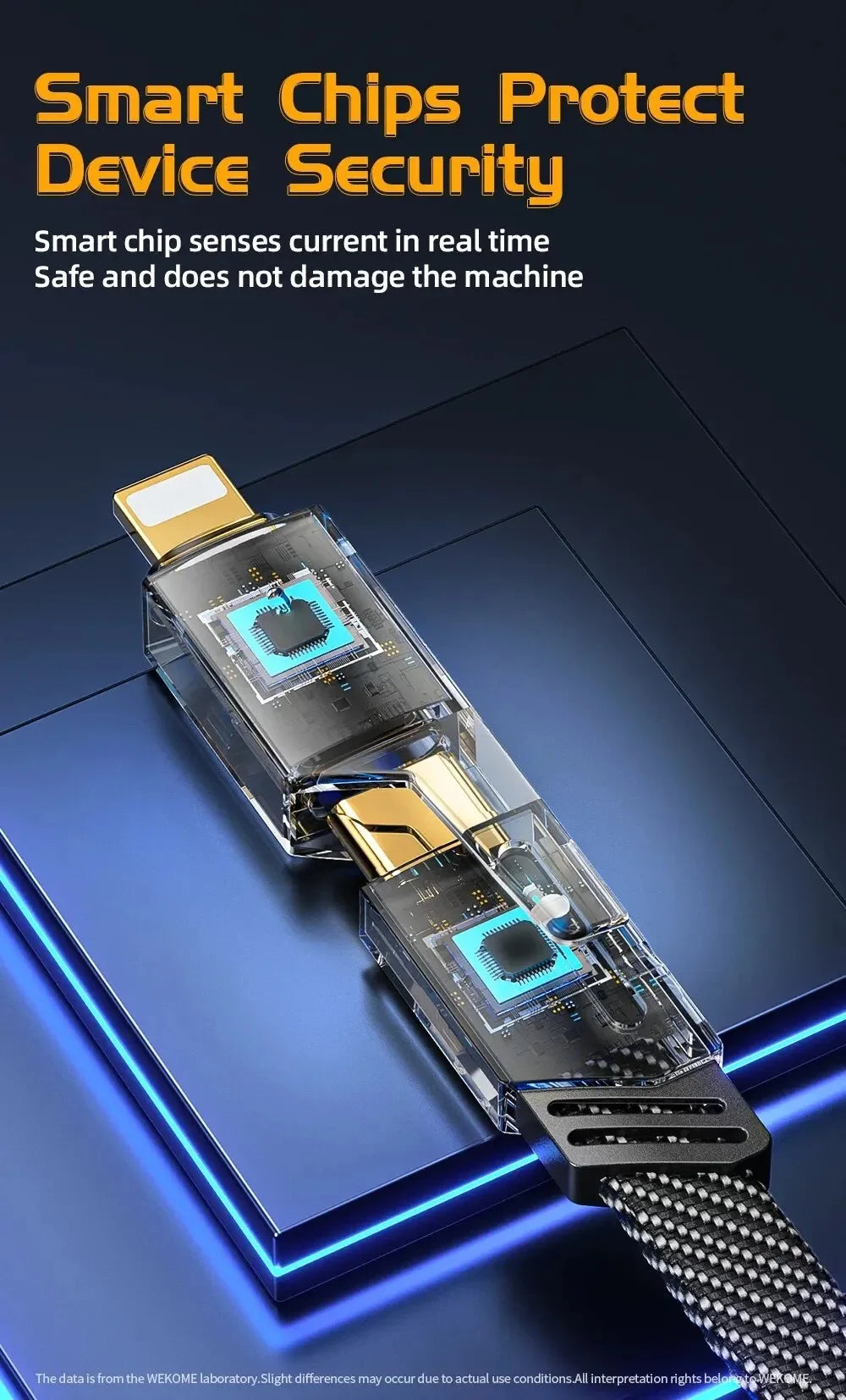 4-in-1 Fast Charging Cable | 65W Smart Power Cord (Type-C, USB, Lightning)