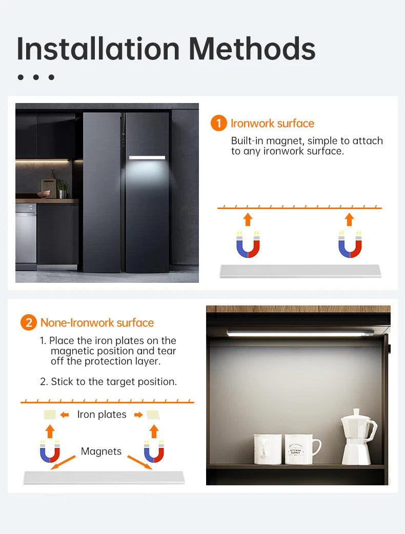 Wireless USB Rechargeable Motion-Sensor LED Light Bar for Home